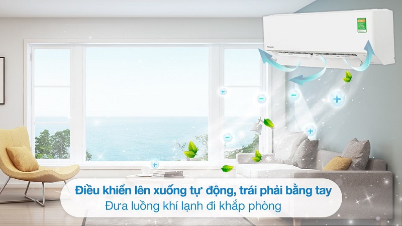 Cơ chế gió thổi tự động trên điều hòa Panasonic Inverter 12.000 BTU (1.5 HP) CU/CS-YZ12AKH-8