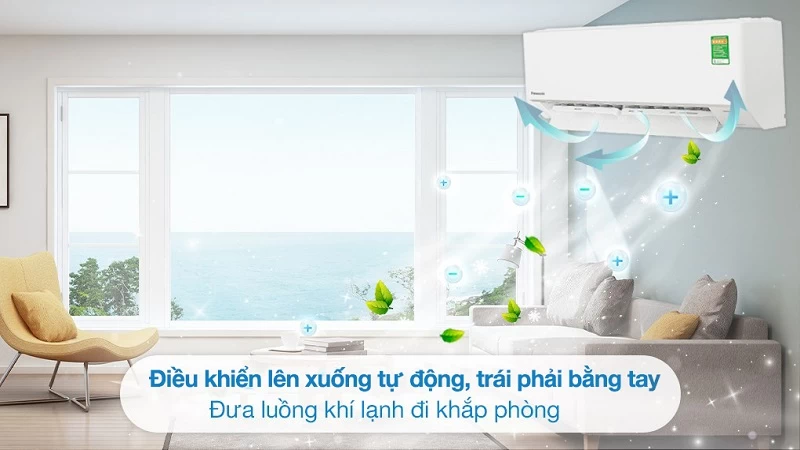 Cơ chế gió thổi tự động trên điều hòa Panasonic Inverter 12.000 BTU (1.5 HP) CU/CS-YZ12AKH-8 Cơ chế gió thổi tự động trên điều hòa Panasonic Inverter 12.000 BTU (1.5 HP) CU/CS-YZ12AKH-8