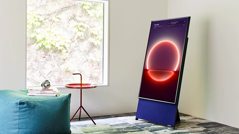 The Sero QLED Samsung 4K 43 inch QA43LS05B. The Sero QLED Samsung 4K 43 inch QA43LS05B.