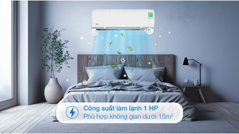 Điều hòa Midea Inverter 9.000 BTU (1 HP) MAFA-09CDN8 sở hữu công suất 1 HP - 9.000 BTU