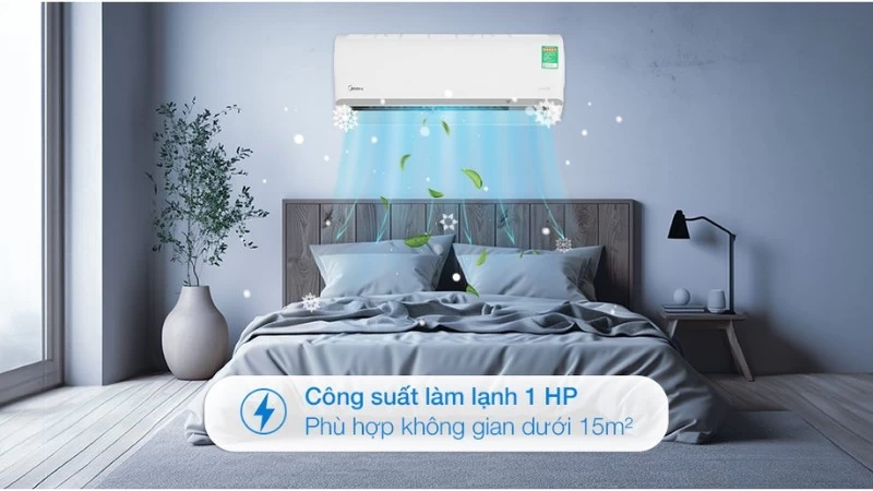 Điều hòa Midea Inverter 9.000 BTU (1 HP) MAFA-09CDN8 sở hữu công suất 1 HP - 9.000 BTU Điều hòa Midea Inverter 9.000 BTU (1 HP) MAFA-09CDN8 sở hữu công suất 1 HP - 9.000 BTU