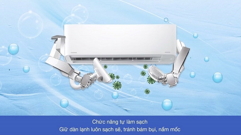 Điều hòa Toshiba Inverter 12.000 BTU (1.5 HP) RAS-H13Z1KCVG-V được trang bị tính năng tự động làm sạch