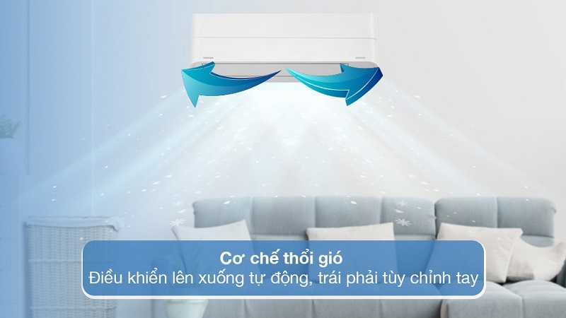 Máy lạnh Toshiba Inverter 12.000 BTU (1.5 HP) RAS-H13Z1KCVG-V được tích hợp cơ chế thổi gió thông minh