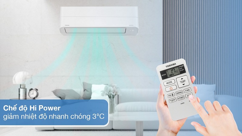 Điều hòa Toshiba Inverter 12.000 BTU (1.5 HP) RAS-H13Z1KCVG-V làm lạnh nhanh chóng với công nghệ Hi Power