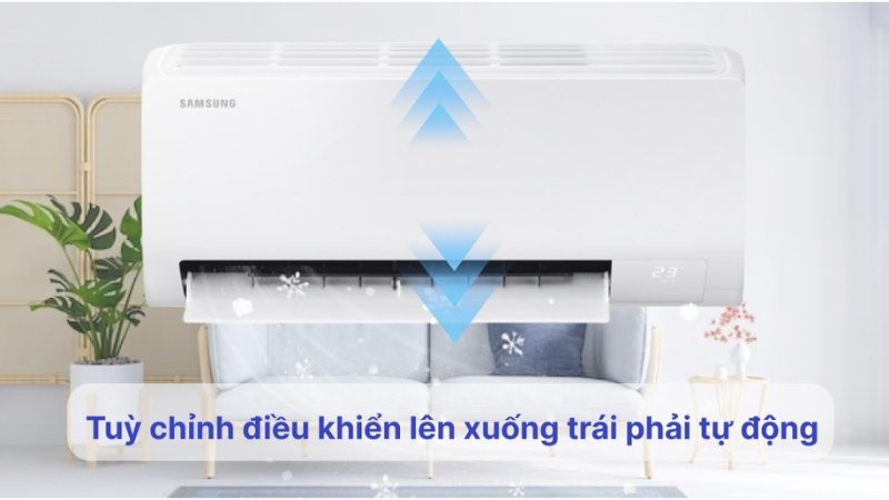 Khả năng phân phối không khí lạnh đều khắp phòng trên điều hòa Samsung Inverter 9.000 BTU (1 HP) AR10DYHZAWKNSV