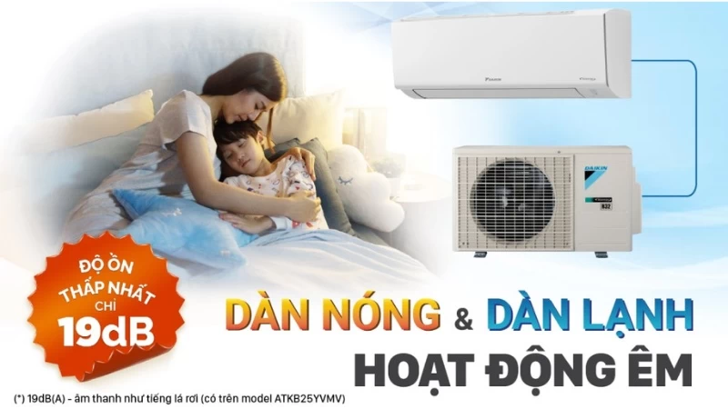 Máy lạnh Daikin Inverter 9.200 BTU (1 HP) ATKB25YVMV có chế độ hoạt động siêu êm Quiet Máy lạnh Daikin Inverter 9.200 BTU (1 HP) ATKB25YVMV có chế độ hoạt động siêu êm Quiet