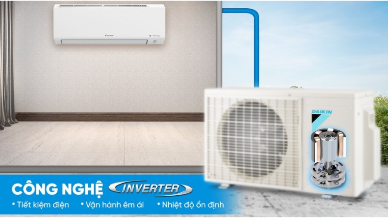 Điều hòa Daikin Inverter 9.200 BTU (1 HP) ATKB25YVMV là giải pháp làm mát lý tưởng cho các không gian dưới 15m2