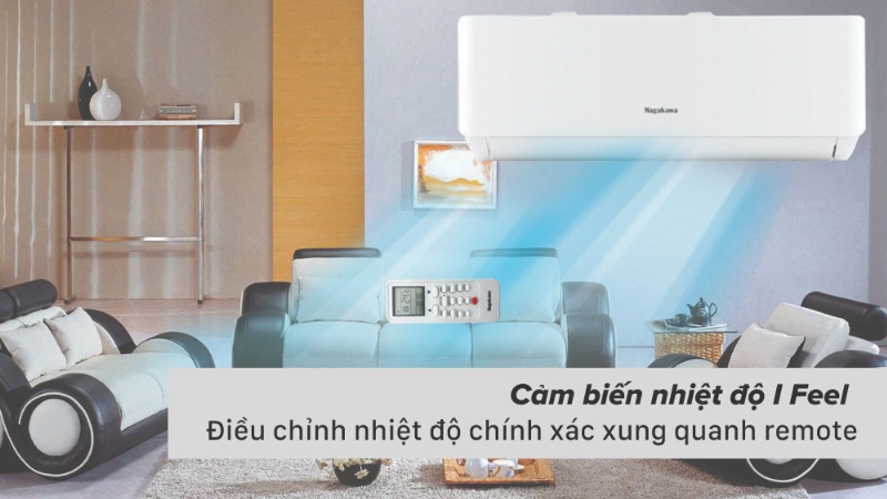 Cơ chế thổi gió và tính năng I Feel trên điều hòa Nagakawa Inverter 9.000 BTU (1 HP) NIS-C09R2T28