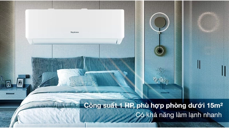 Điều hòa Nagakawa Inverter 9.000 BTU (1 HP) NIS-C09R2T28 có công suất phù hợp để làm mát hiệu quả cho không gian dưới 15m2 Điều hòa Nagakawa Inverter 9.000 BTU (1 HP) NIS-C09R2T28 có công suất phù hợp để làm mát hiệu quả cho không gian dưới 15m2