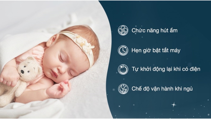 Chức năng hút ẩm hiệu quả được trang bị trên điều hòa Nagakawa Inverter 9.000 BTU (1 HP) NIS-C09R2T28