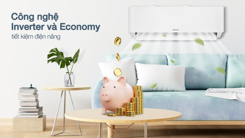 Chế độ Economy là một tính năng giúp tăng khả năng tiết kiệm điện của máy lạnh Nagakawa Inverter 9.000 BTU (1 HP) NIS-C09R2T28