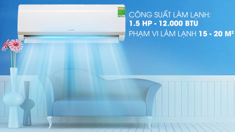 Máy lạnh Comfee Inverter 12.000 BTU (1.5 HP) SIRIUS-12ED có thiết kế sang trọng, hiện đại đi kèm công suất lớn