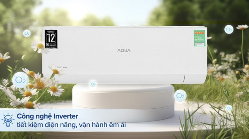 Điều hòa Aqua Inverter 9.000 BTU (1 HP) AQA-RV10QA2 với khả năng làm lạnh nhanh và tiết kiệm điện hiệu quả