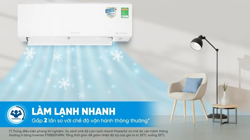 Điều hòa Daikin Inverter 9.200 BTU (1 HP) ATKF25YVMV hoạt động với công suất 1 HP, tương đương 9.200 BTU Điều hòa Daikin Inverter 9.200 BTU (1 HP) ATKF25YVMV hoạt động với công suất 1 HP, tương đương 9.200 BTU