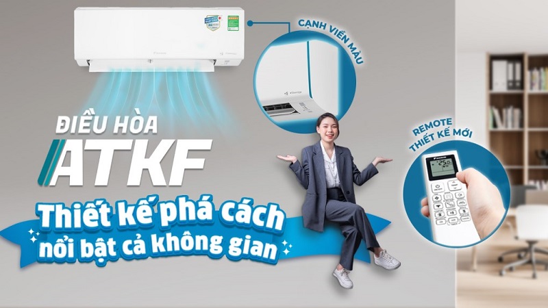 Máy lạnh Daikin Inverter 9.200 BTU (1 HP) ATKF25YVMV sở hữu vẻ ngoài thanh lịch với tông màu trắng nhã nhặn