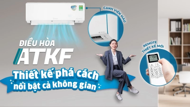Máy lạnh Daikin Inverter 9.200 BTU (1 HP) ATKF25YVMV sở hữu vẻ ngoài thanh lịch với tông màu trắng nhã nhặn Máy lạnh Daikin Inverter 9.200 BTU (1 HP) ATKF25YVMV sở hữu vẻ ngoài thanh lịch với tông màu trắng nhã nhặn