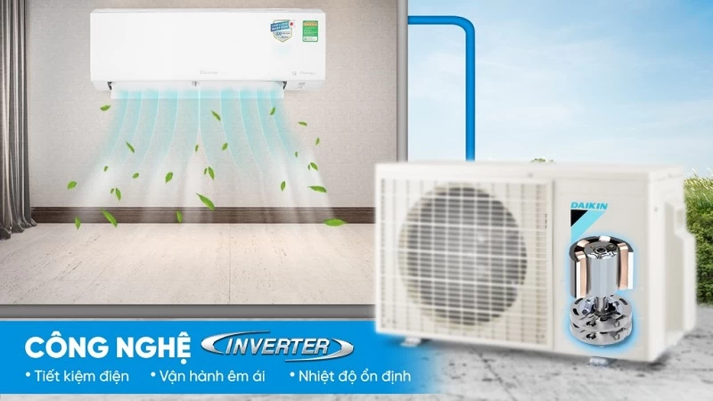 Điều hòa Daikin Inverter 9.200 BTU (1 HP) ATKF25YVMV sử dụng công nghệ Inverter Điều hòa Daikin Inverter 9.200 BTU (1 HP) ATKF25YVMV sử dụng công nghệ Inverter