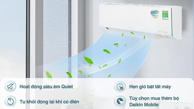 Một số tiện ích thông minh trên điều hòa Daikin Inverter 9.200 BTU (1 HP) ATKF25YVMV