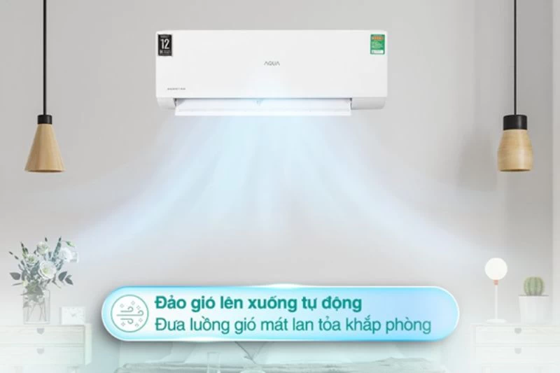 Cơ chế thổi gió với cánh đảo gió lên xuống tự động đảm bảo luồng gió lạnh sẽ được phân tán đều khắp không gian Cơ chế thổi gió với cánh đảo gió lên xuống tự động đảm bảo luồng gió lạnh sẽ được phân tán đều khắp không gian