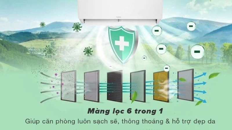 Không khí hiệu quả với màng lọc 6 in 1. Không khí hiệu quả với màng lọc 6 in 1.