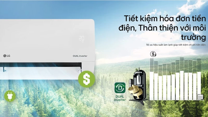 Sự kết hợp 3 công nghệ tiết kiệm năng lượng tối đa trên máy lạnh LG Inverter 17.000 BTU (2 HP) V18WIN1 Sự kết hợp 3 công nghệ tiết kiệm năng lượng tối đa trên máy lạnh LG Inverter 17.000 BTU (2 HP) V18WIN1