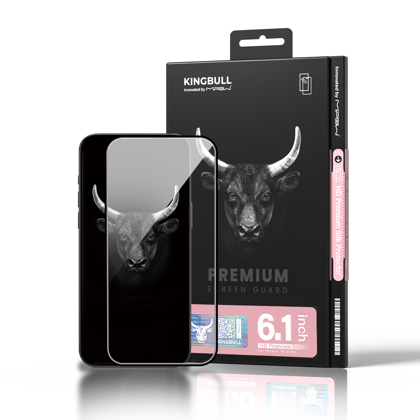 Kính cường lực Mipow Kingbull HD Premium Silk for iPhone 6.1 inch 2024