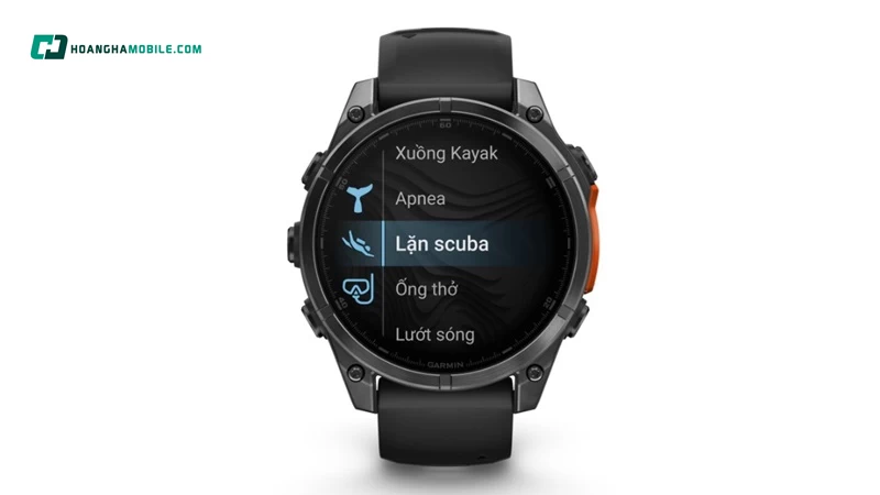 Garmin Fenix 8 43mm AMOLED Edition - Glass tích hợp các tính năng hỗ trợ người dùng trong khi lặn Garmin Fenix 8 43mm AMOLED Edition - Glass tích hợp các tính năng hỗ trợ người dùng trong khi lặn