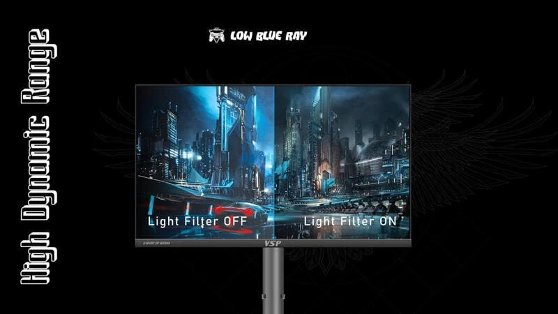 Tính năng Low Blue Color Control giảm ánh sáng xanh để bảo vệ mắt của màn hình gaming VSP VU271Q Tính năng Low Blue Color Control giảm ánh sáng xanh để bảo vệ mắt của màn hình gaming VSP VU271Q