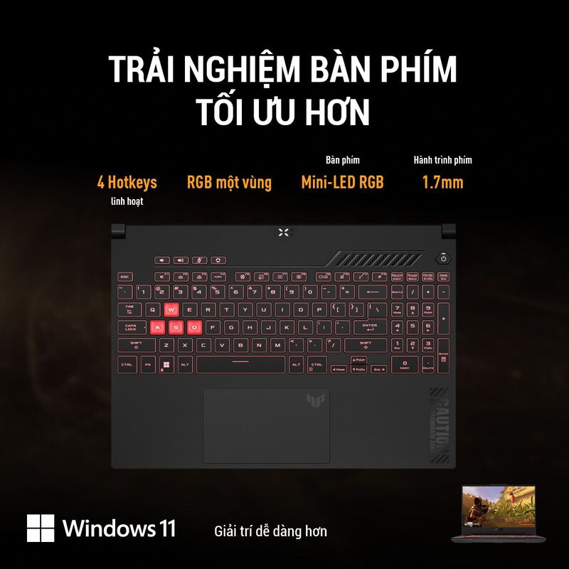 Bàn phím tiêu chuẩn tối ưu.