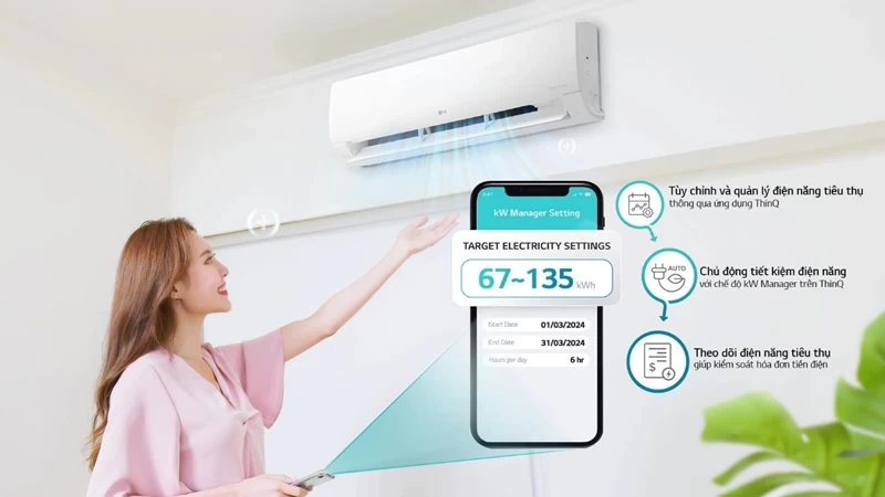 Ứng dụng ThinQ trên máy lạnh LG DUALCOOL Inverter 1 chiều 9.000 BTU (1 HP) V10WIN1 mang lại nhiều tiện ích và tính năng Ứng dụng ThinQ trên máy lạnh LG DUALCOOL Inverter 1 chiều 9.000 BTU (1 HP) V10WIN1 mang lại nhiều tiện ích và tính năng