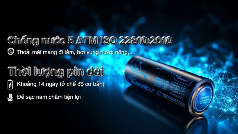 Thời lượng pin bền bỉ lên đến 14 ngày. Thời lượng pin bền bỉ lên đến 14 ngày.