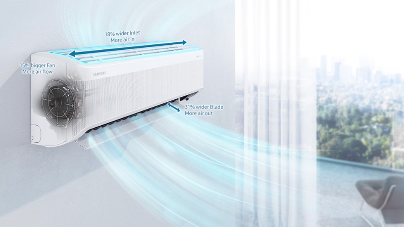 Làm mát nhanh chóng với máy lạnh Samsung WindFree Inverter 9.000 BTU (1 HP) AR10CYECAWKNSV