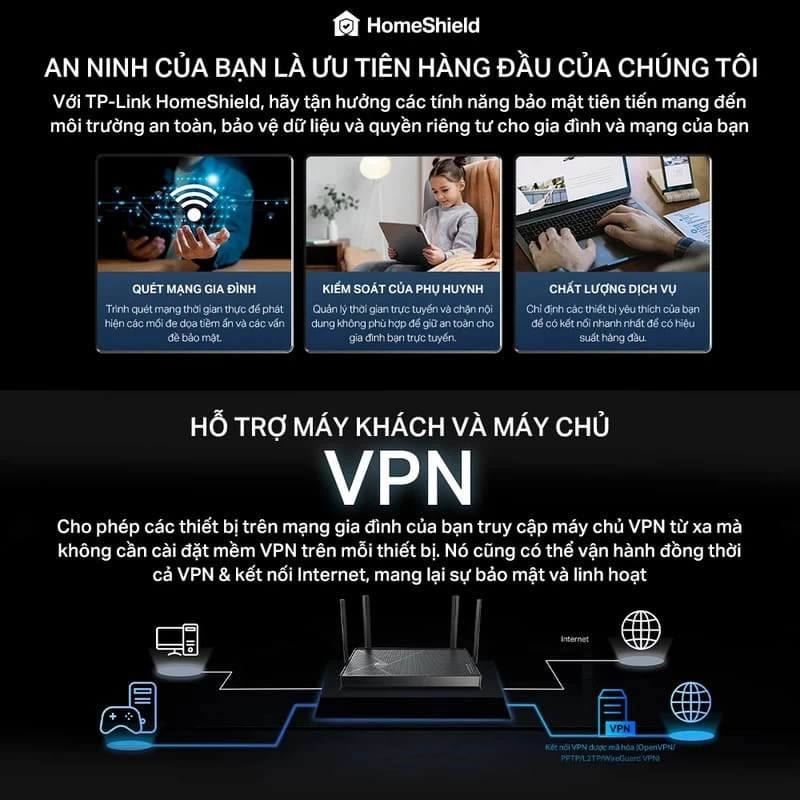 Bảo mật nâng cao với TP-Link HomeShield. Bảo mật nâng cao với TP-Link HomeShield.