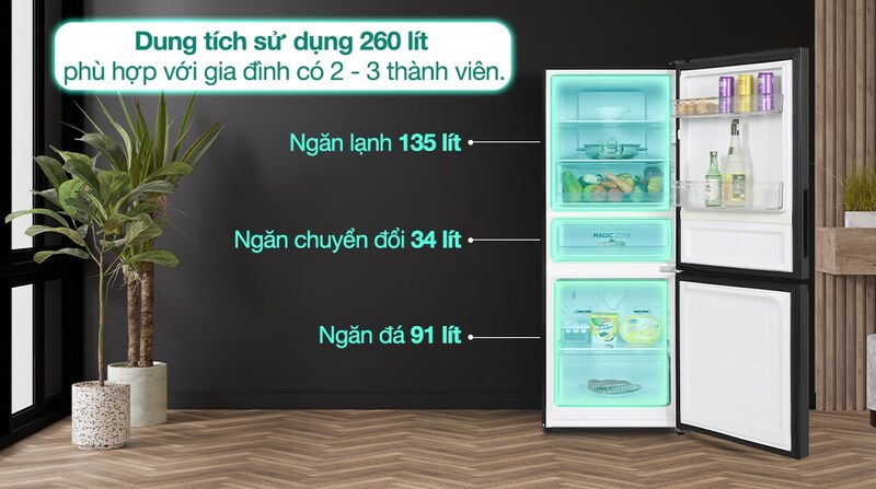 Rộng rãi với 260 lít.