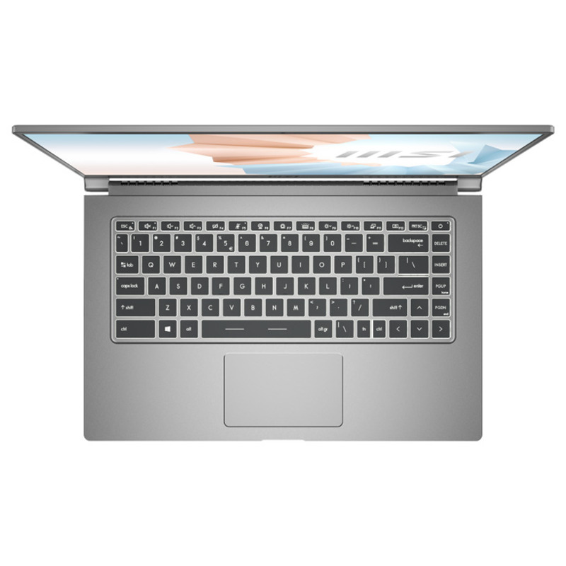 Laptop MSI Modern 15 A11M-099VN sử dụng bàn phím tiêu chuẩn với đèn nền màu trắng
