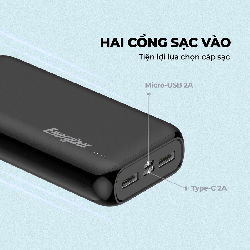 Hai cổng sạc ra.