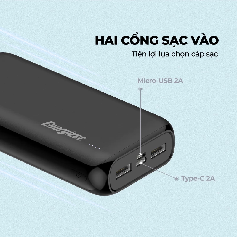 Hai cổng sạc ra. Hai cổng sạc ra.