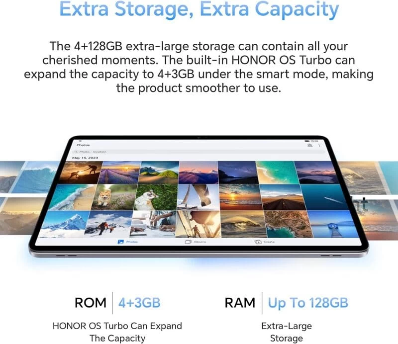 HONOR Pad X9 với bộ nhớ trong 128GB mang lại không gian lưu trữ rộng rãi HONOR Pad X9 với bộ nhớ trong 128GB mang lại không gian lưu trữ rộng rãi
