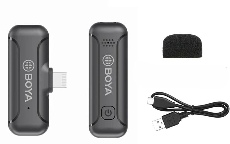 Hệ thống micro không dây 2.4GHz trên mic thu âm điện thoại Boya BYWM3T1D1 (chân Lightning)
