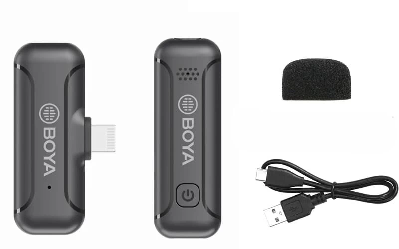Hệ thống micro không dây 2.4GHz trên mic thu âm điện thoại Boya BYWM3T1D1 (chân Lightning) Hệ thống micro không dây 2.4GHz trên mic thu âm điện thoại Boya BYWM3T1D1 (chân Lightning)