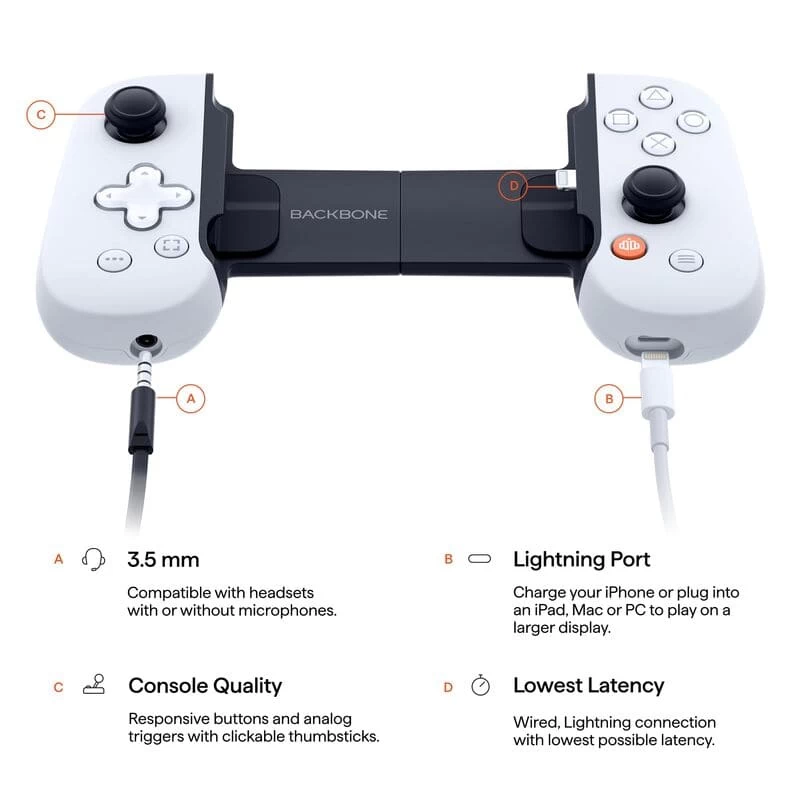 Cổng giao tiếp và tính năng kết nối trên tay cầm Backbone One Lightning - PlayStation Edition Cổng giao tiếp và tính năng kết nối trên tay cầm Backbone One Lightning - PlayStation Edition