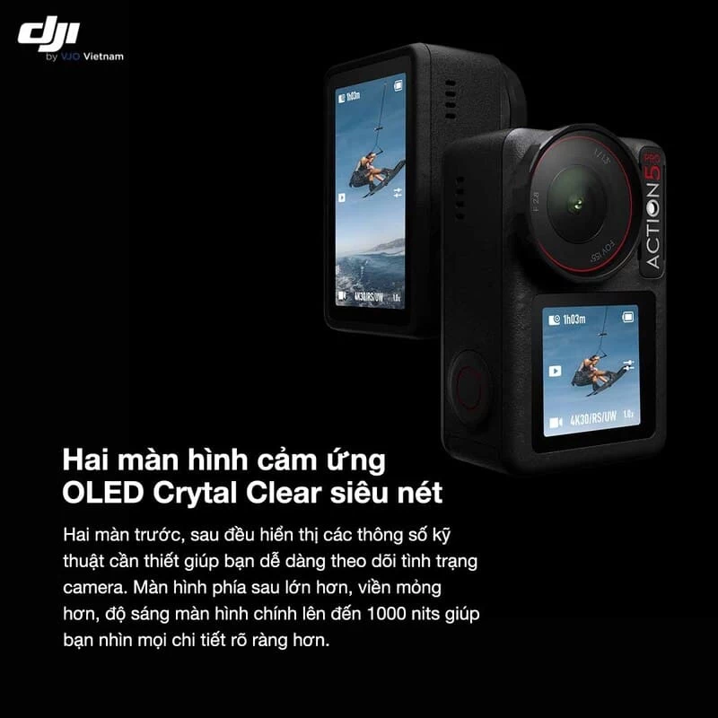 Camera hành động DJI Action 5 Pro Standard với hệ thống màn hình kép Camera hành động DJI Action 5 Pro Standard với hệ thống màn hình kép