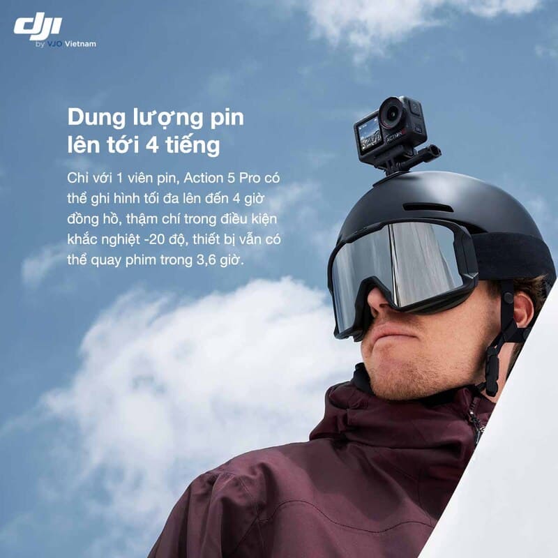 Pin và thời lượng sử dụng của camera hành động DJI Action 5 Pro Standard