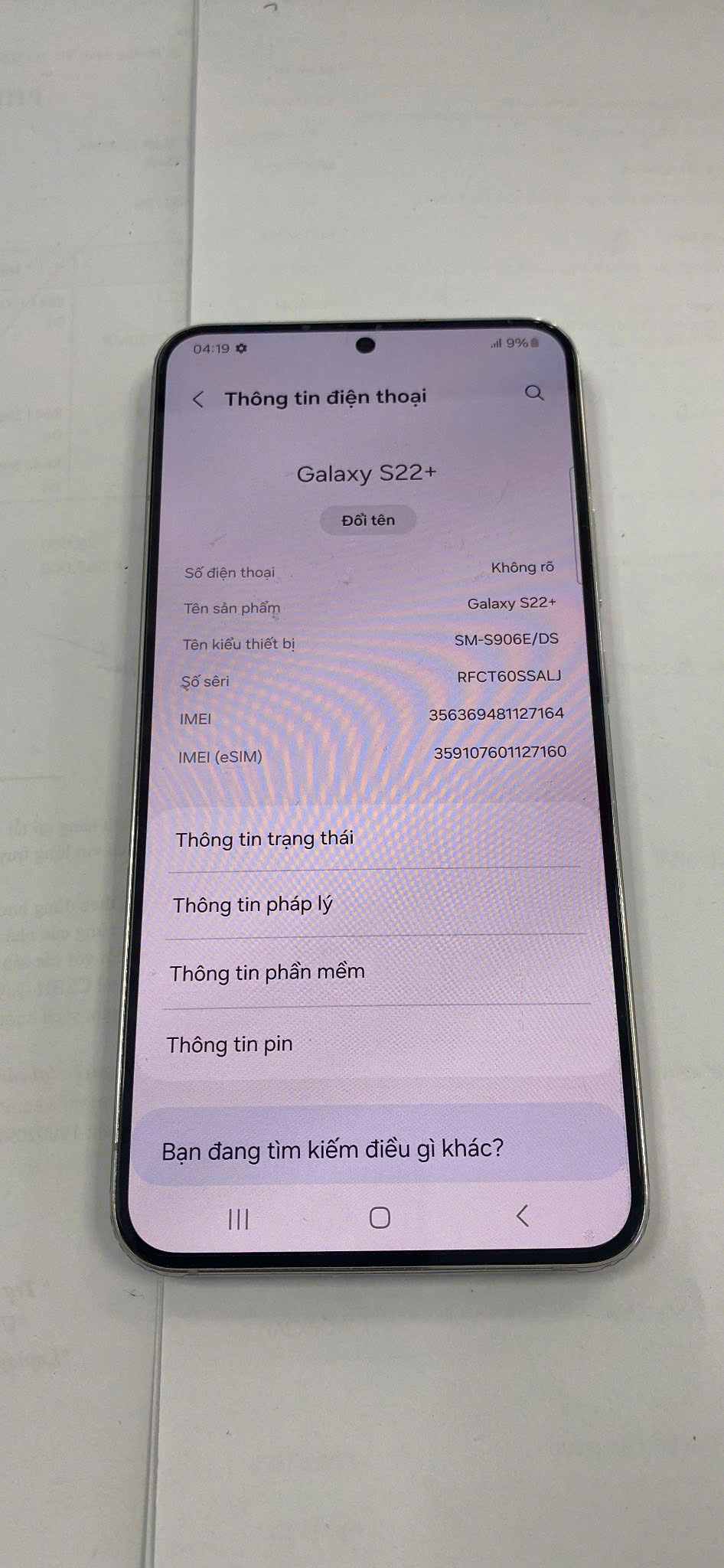 ĐTDĐ Samsung S22 Plus, SM-S906E/DS, 128GB, Trắng - 356369481127164