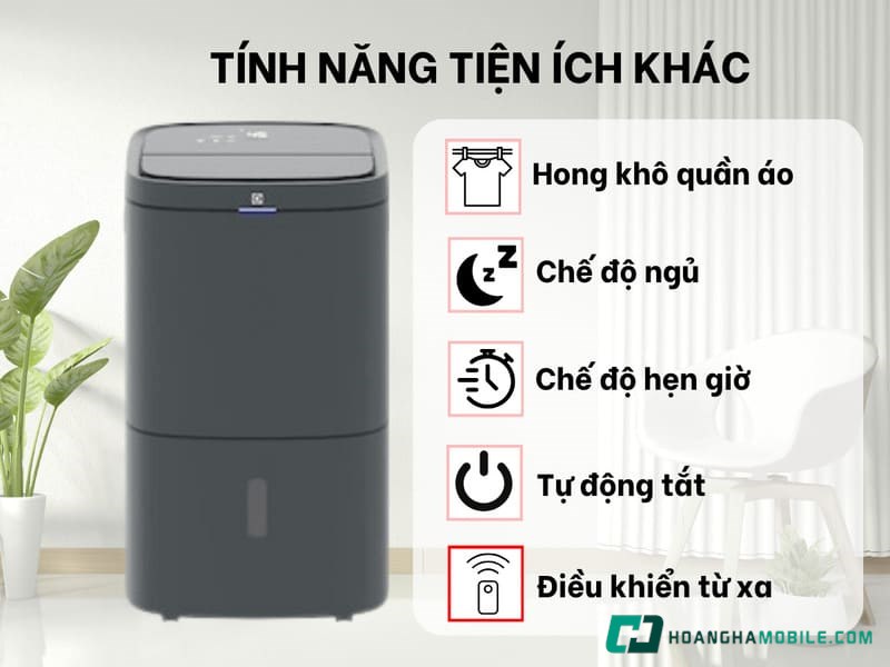 Máy hút ẩm kết hợp lọc khí Electrolux EDH14TRBD2 được tích hợp chế độ hong khô quần áo Máy hút ẩm kết hợp lọc khí Electrolux EDH14TRBD2 được tích hợp chế độ hong khô quần áo