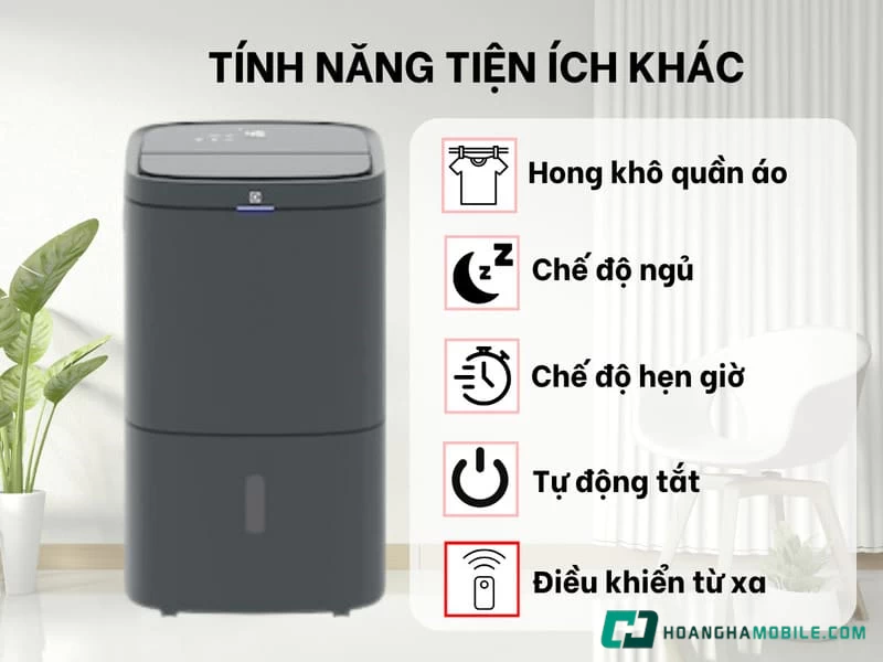 Máy hút ẩm kết hợp lọc khí Electrolux EDH14TRBD2 được tích hợp chế độ hong khô quần áo Máy hút ẩm kết hợp lọc khí Electrolux EDH14TRBD2 được tích hợp chế độ hong khô quần áo