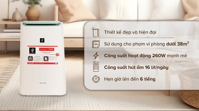 Máy hút ẩm Sharp DW-E16FA-W.