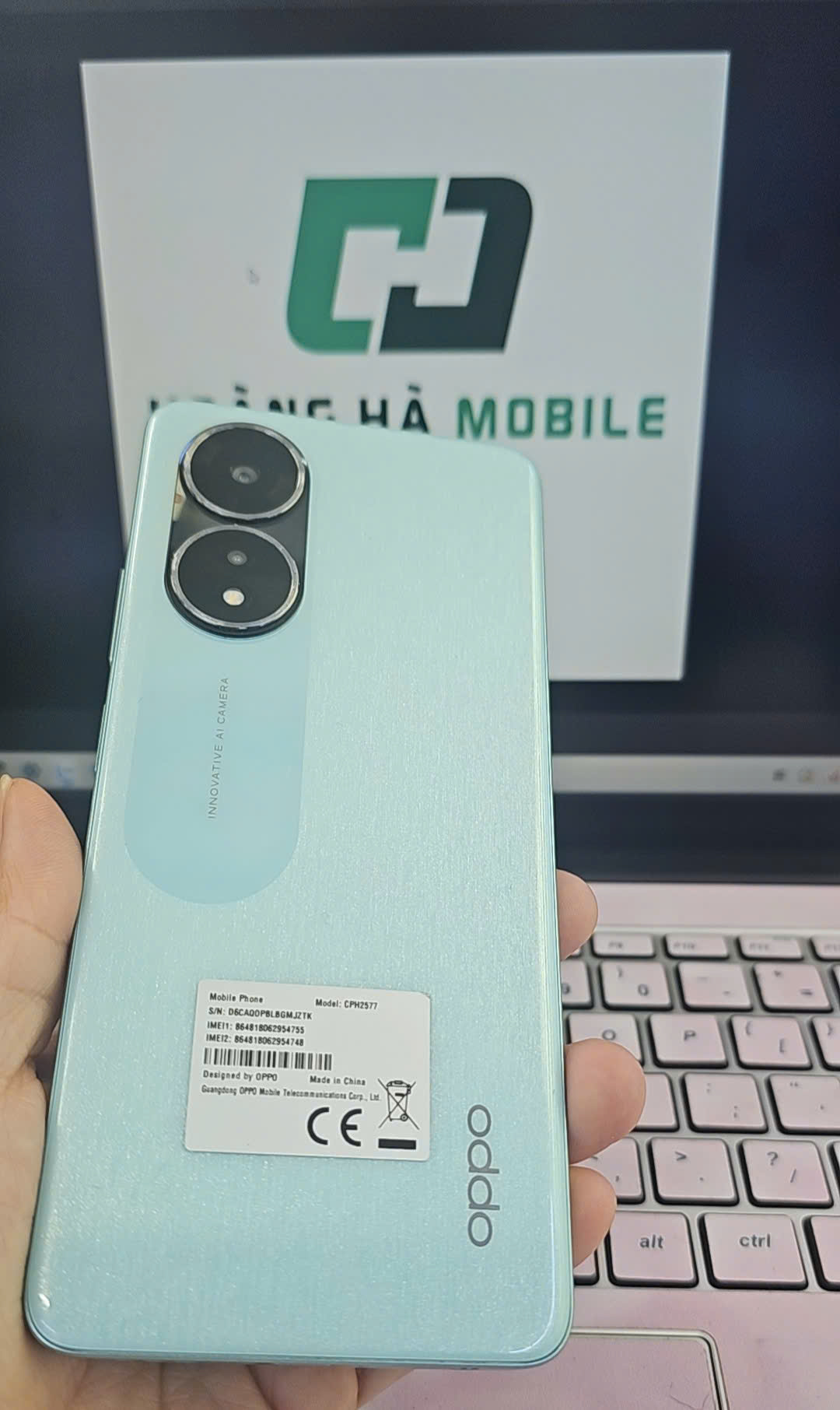 Điện thoại di động Oppo A58 6GB - CPH2577, Xanh - TBH