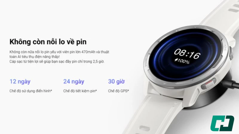 Watch S4 có pin 486 mAh, mang lại thời gian sử dụng lên đến 15 ngày Watch S4 có pin 486 mAh, mang lại thời gian sử dụng lên đến 15 ngày