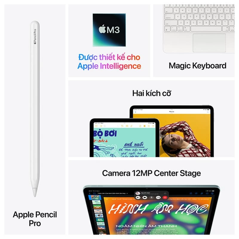 iPad Air M3 11 inch 5G có camera sau 12MP và camera trước 12MP Center Stage iPad Air M3 11 inch 5G có camera sau 12MP và camera trước 12MP Center Stage